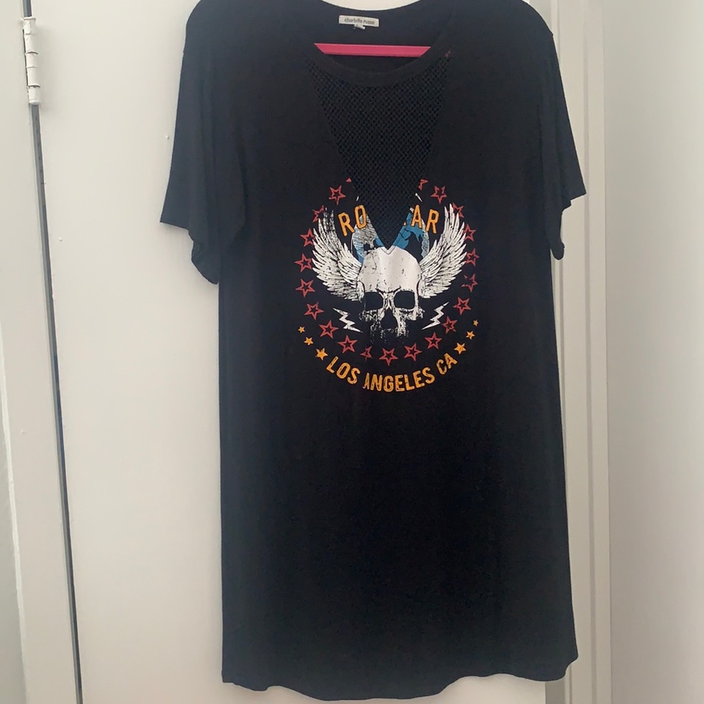 Mesh V-neck T-shirt Dress